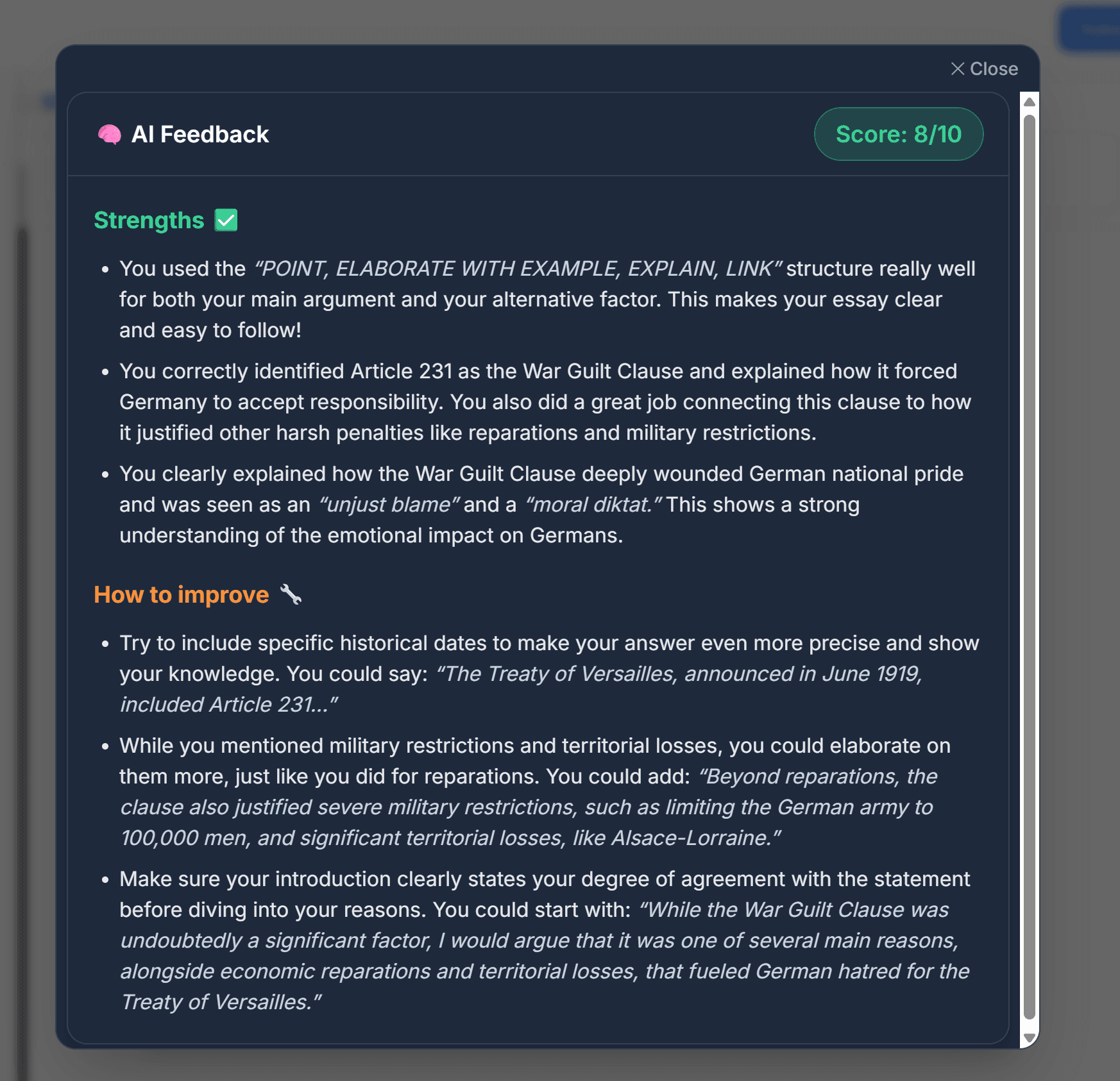 Student Feedback View