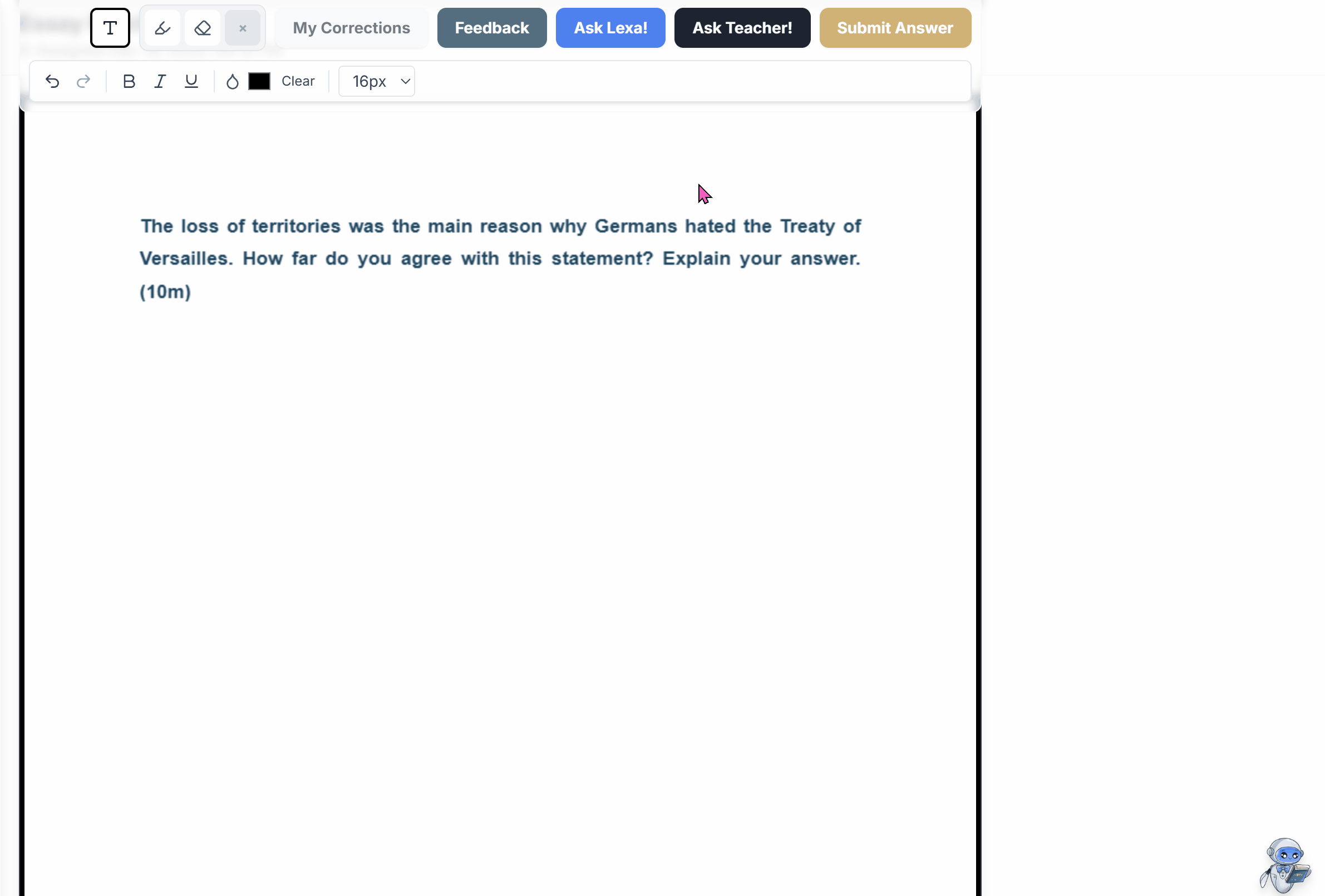 Student using Ask Lexa for help