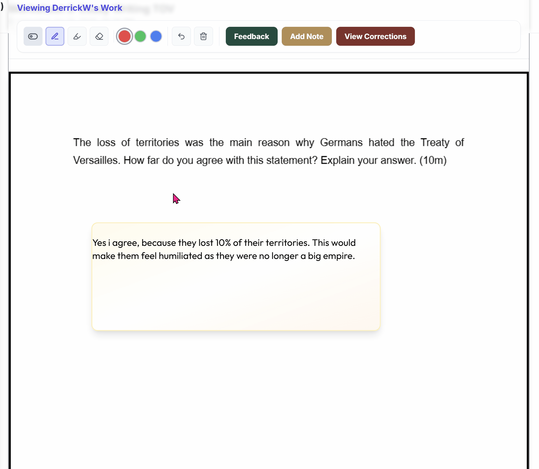 Live classroom grid view with real-time student work and teacher annotations